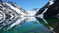 Portillo Inca Lagoon at The Andes Mountains and San Esteban Vineyard from Santiago