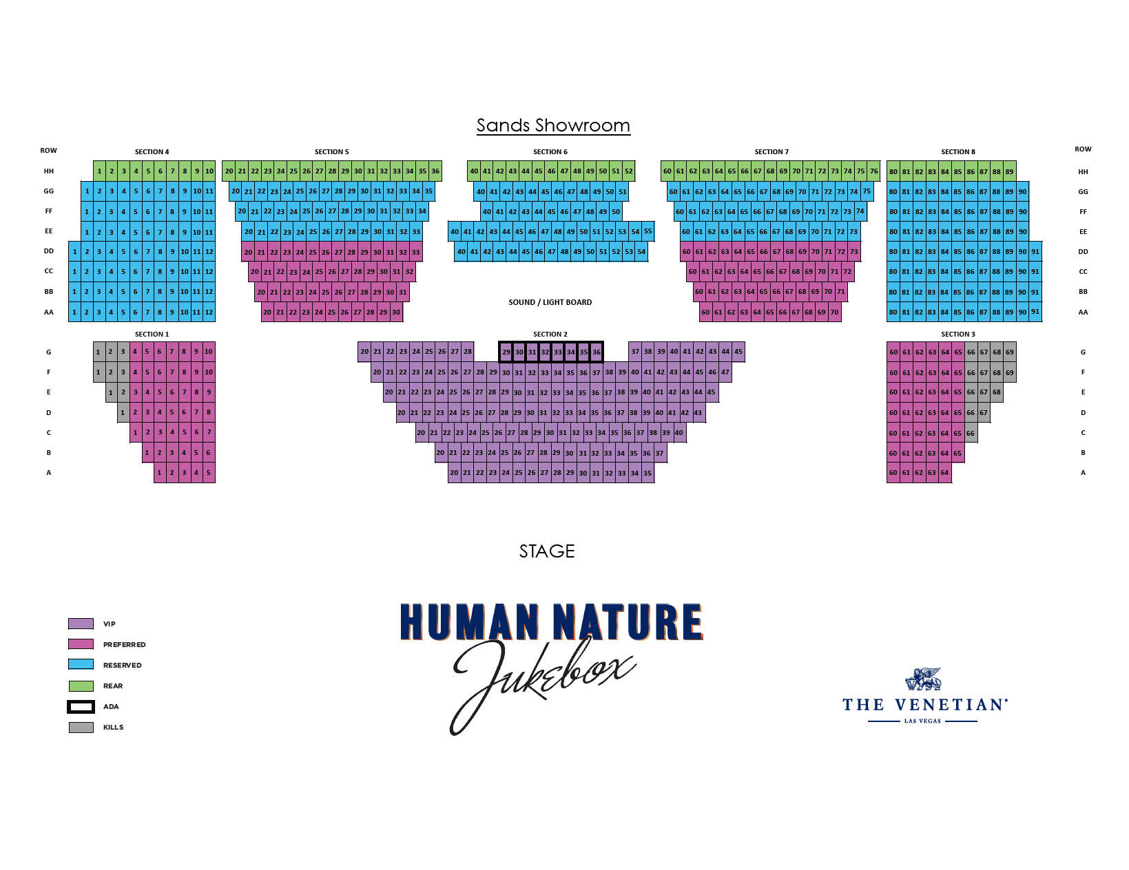 Human Nature Las Vegas Seating Chart