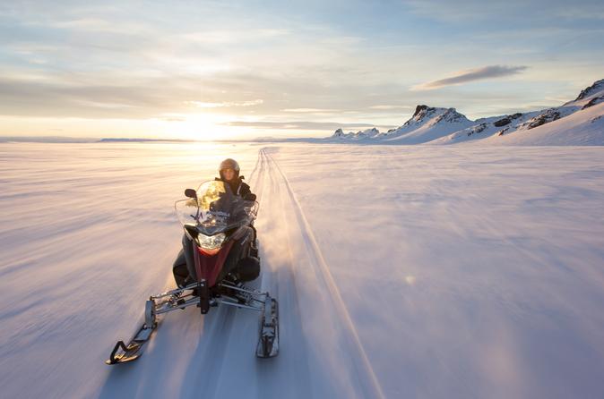 Small-Group Snowmobiling on Langjökull Glacier and Bathing in the Secret Lagoon