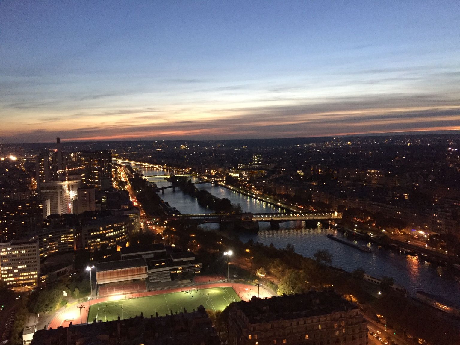 Eiffel Tower view at sunset