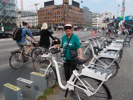 Photo of Selecting a smart bike for the tour of Copenhagen Ingrid S. from Florida in the beautiful city of Copenhagen, Denmark seeing the sights of the city in a different and fun-loving way! , norske2004 - July 2015