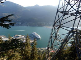 Photo of Up the Mt. Roberts Tramway. Loong down at our ship from the viewing platform on top of Mt. Roberts. , Max - August 2016