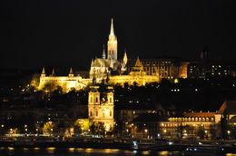 Photo of DSC_2254 11pm across the Danube to Buda Hills St Matthyas (coronation church), Fisherman's Bastion are on the hill top. St. Anna Church and Bettany Ter at Danube embankment is in the foreground. Large monolith behind St. Matthyas is the Buda ... , Arthur - May 2012