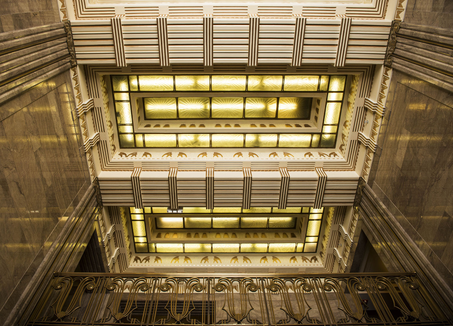 looking up in the carbide building
