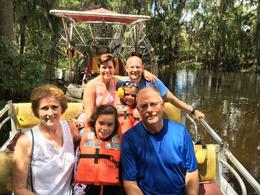 Photo of Our familys Airboat Ride during a stop Stopped to view an alligator. Grandma, Pops and family , mpixley - September 2016