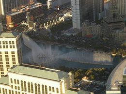 Photo of Bellagio Water Show View of the Bellagio as we flew down the Las Vegas strip - by Jennifer H. - May 2011