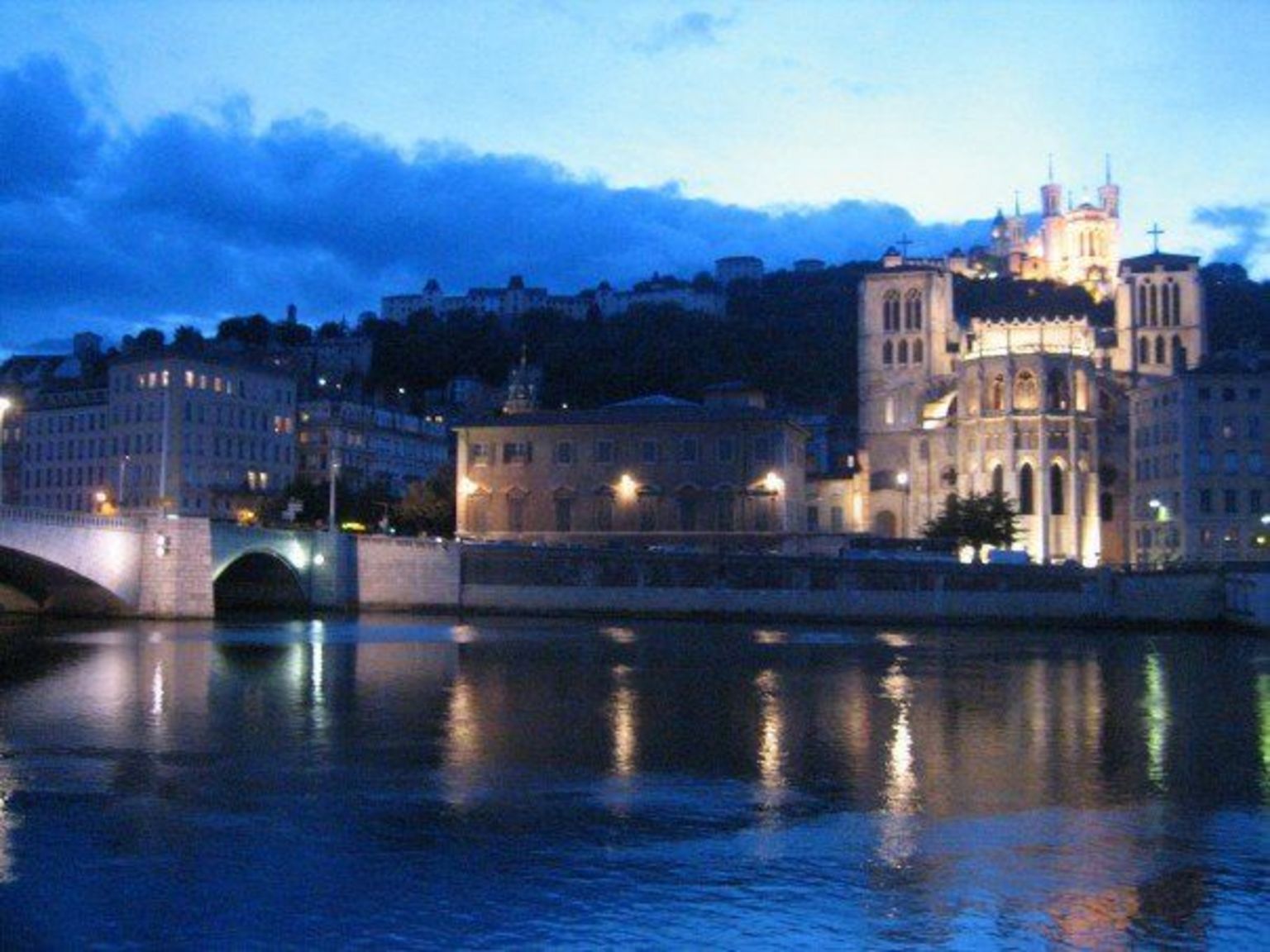 View of Lyon and the Fourviere at night