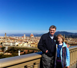 Photo of Don and Judith Overlooking the city of Florence from the Michelangelo Piazza. We had a wonderfully clear crisp March day, perfect for photography. , Judith - March 2012