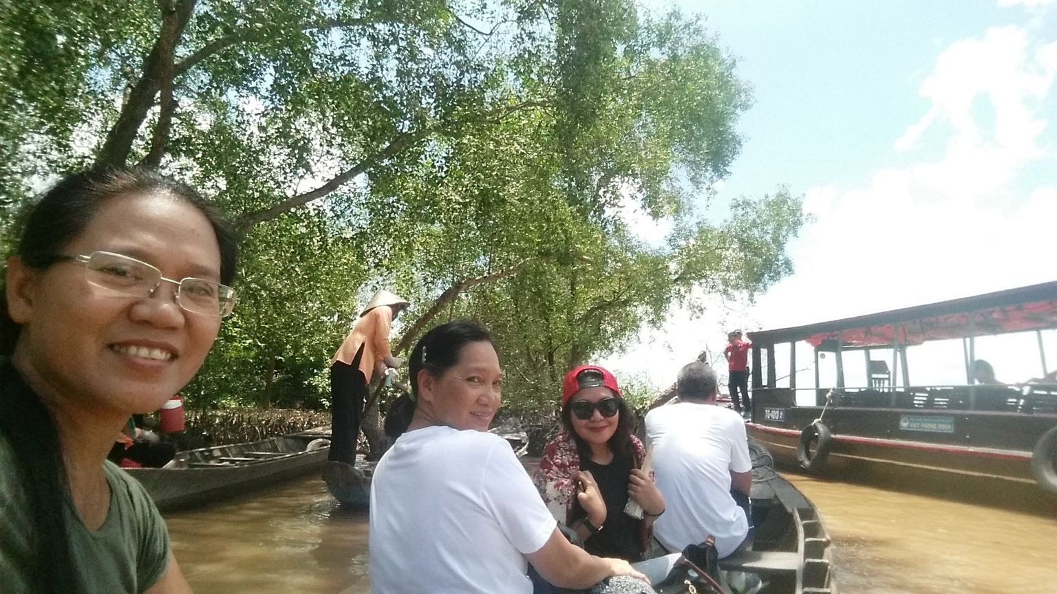 Paddle boating along a river canal