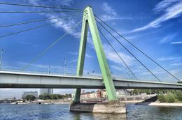 Photo of Rhine river cruise. The river cruise passes underneath the severinsbrucke severin bridge, pictured. , David Lally - September 2015