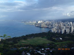 Photo of At the top of Diamond Head Crater This is the amazing view from the top of the crater, Waikiki on the right. , MAREE W - October 2013