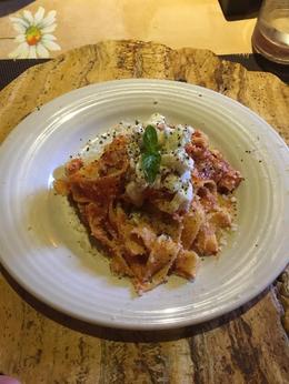 Photo of Gnocchi Dish- Finished A dish of our homemade Gnocchi, with pork cheek, homemade tomato sauce, parmesan, and other ingredients. This was my favorite dish of the day! , Debra M - September 2016