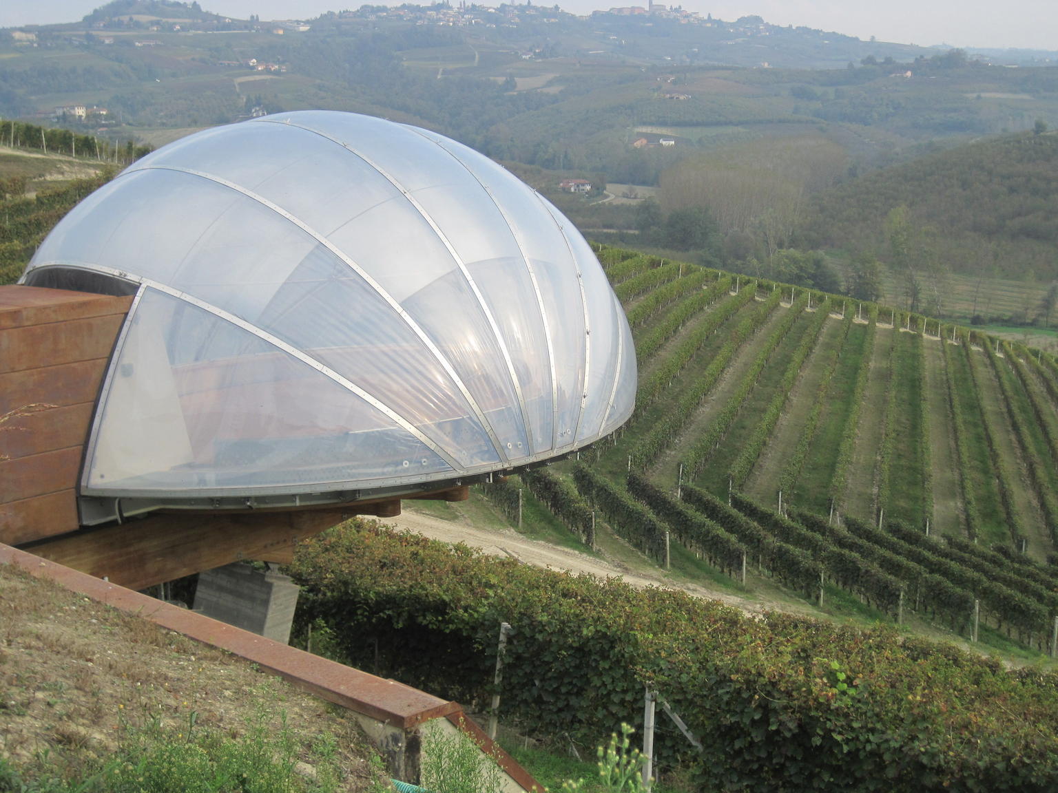 Visitor viewing area at Ceretto Vineyards