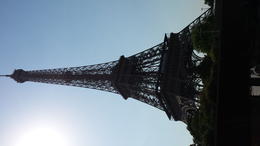 Photo of Eiffel Tower in all its glory. This pic was taken from the tour bus heading towards the Tower. , Judith O - September 2016