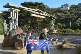 Photo of The Great Ocean Road Thanks to Tom the driver he had an Australian flag to use as a photo prop. This is at the start of the GOR. , sismartin - June 2015