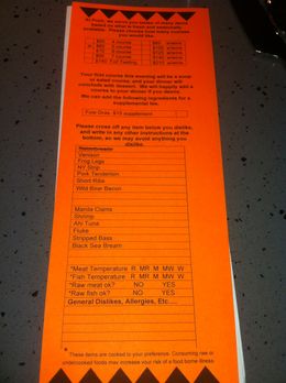 Photo of POSH 'Menu" Select your courses and protiens - cross out what you DON'T want... , JennyC - March 2011