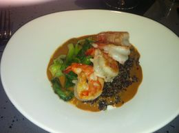 Photo of 2nd Course Shrimp with Bok Choy and Quinoa in a Shrimp Veloute , JennyC - March 2011