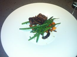 Photo of 3rd Course Wild Boar Bacon with Haricot Vert and Butternut Squash , JennyC - March 2011
