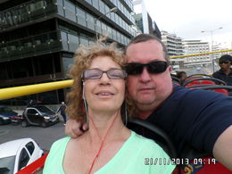 Photo of Self portrait on the hop on hop off bus in Athens Eleanor and George Payne from South Africa , Eleanor P - November 2013