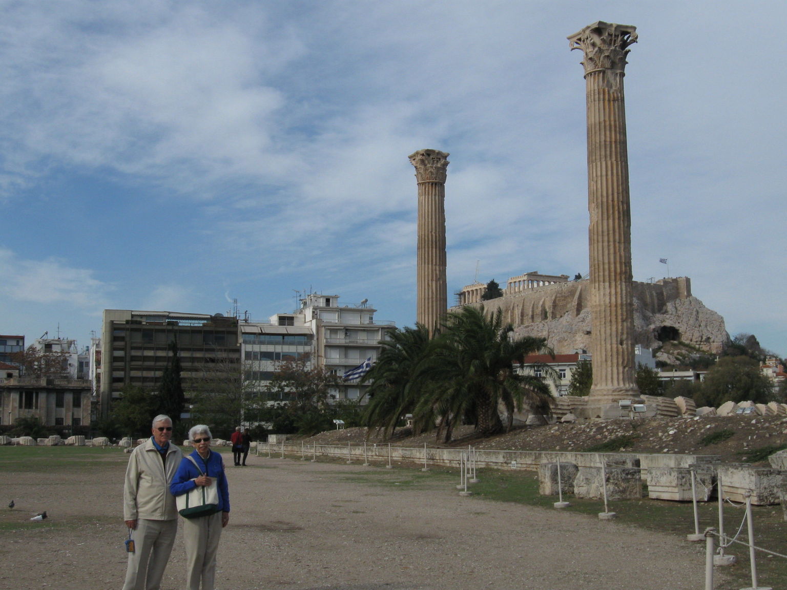 Temple of Zeus with the Acropolis in the background.