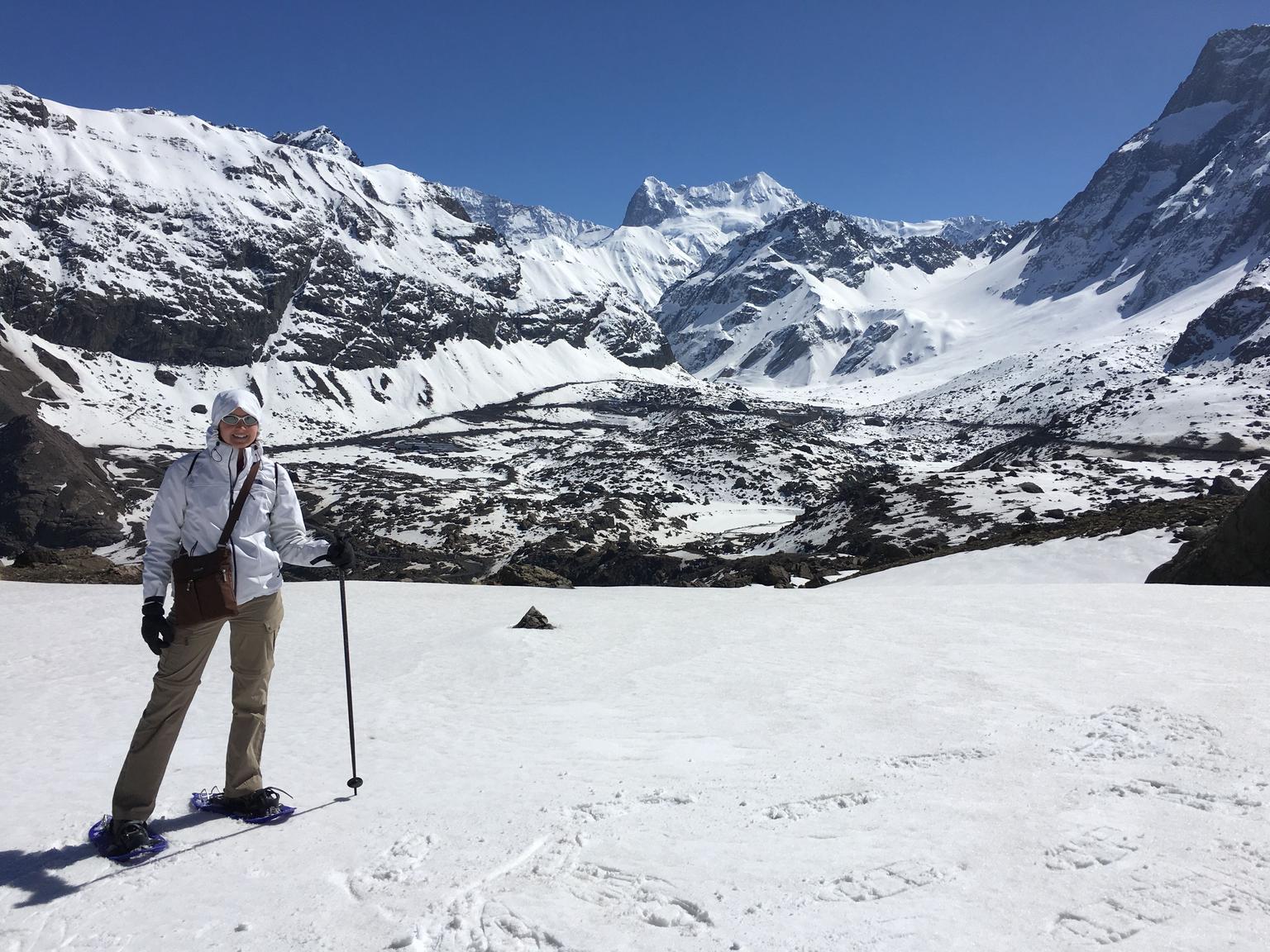 Snowshoeing up the mountain