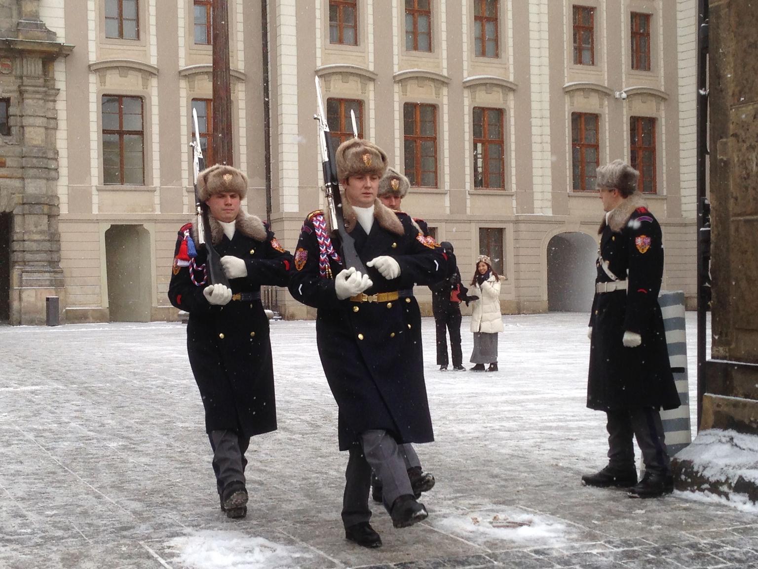 changing the guard, right outside the Castle