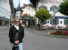 Photo of Oberamagau This is me in the little town of Oberamagau, there are many painted houses. This town is also home of the Passion Play that the whole town gets involved in every 10 years., Lyn C - October 2008