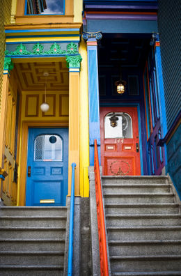 Photo of Painted Doors Painted Victorian Doorways in Haight-Ashbury neighborhood, San Francisco - April 2011