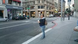 Photo of What a way to start your morning...thank you SF, thank you Starbucks! Early start tour to Alcatraz...trolley ride is next. , elizabeth.cantu - October 2015