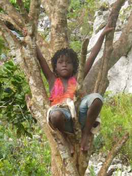 Photo of A wee local girl sings in the trees From afar we could hear this sweet voice singing Bob Marley tunes , Chanel P - March 2013