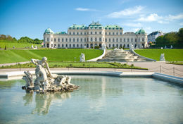 Photo of The classical Belvedere Palace in Vienna, Austria The classical Belvedere Palace building with fountains in Vienna, Austria - November 2011