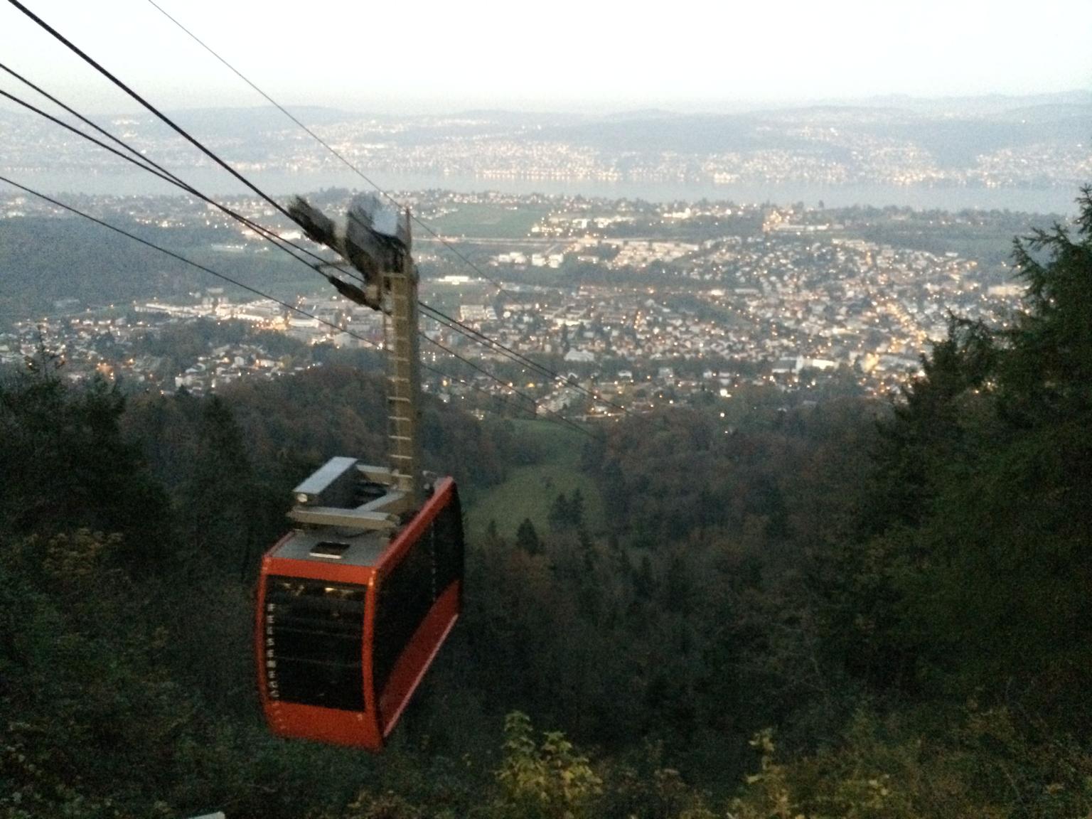 Felsenegg Cable Car overlooking Lake Zurich