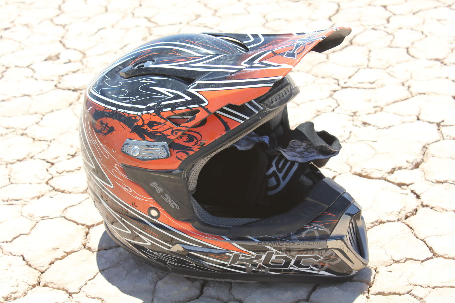 Helmet on the dry lake bed