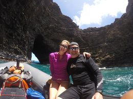 Photo of Na Pali Zodiac trip, June, 2016 David and daughter, Courtney on June, 2016 zodiac tour of Na Pali coast, Kauai , david d - June 2016