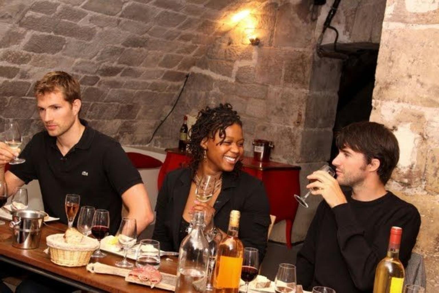 In the cellar for the French wine tasting