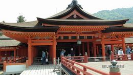 Photo of Itsukushima Shrine A beautiful Shinto Shrine with its famous red floating torii gate dating back to the 6th century damaged many times. Present shrine complex dates back to the mid16th century believed followed from a ... , Catherine C - May 2015
