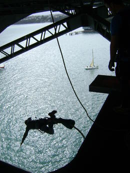 Photo of Jumping off the Auckland Bridge! Darielle Rocca,USA, one second after she jumped off of the platform. , Darielle R - August 2013
