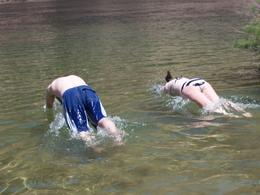 Photo of Syncronized Dive Me & brother chose to dive into the Colorado River which just happens to be 54 degrees. My mom was able to capture the dive. We immediately got out of the water!, Kathy D - May 2009