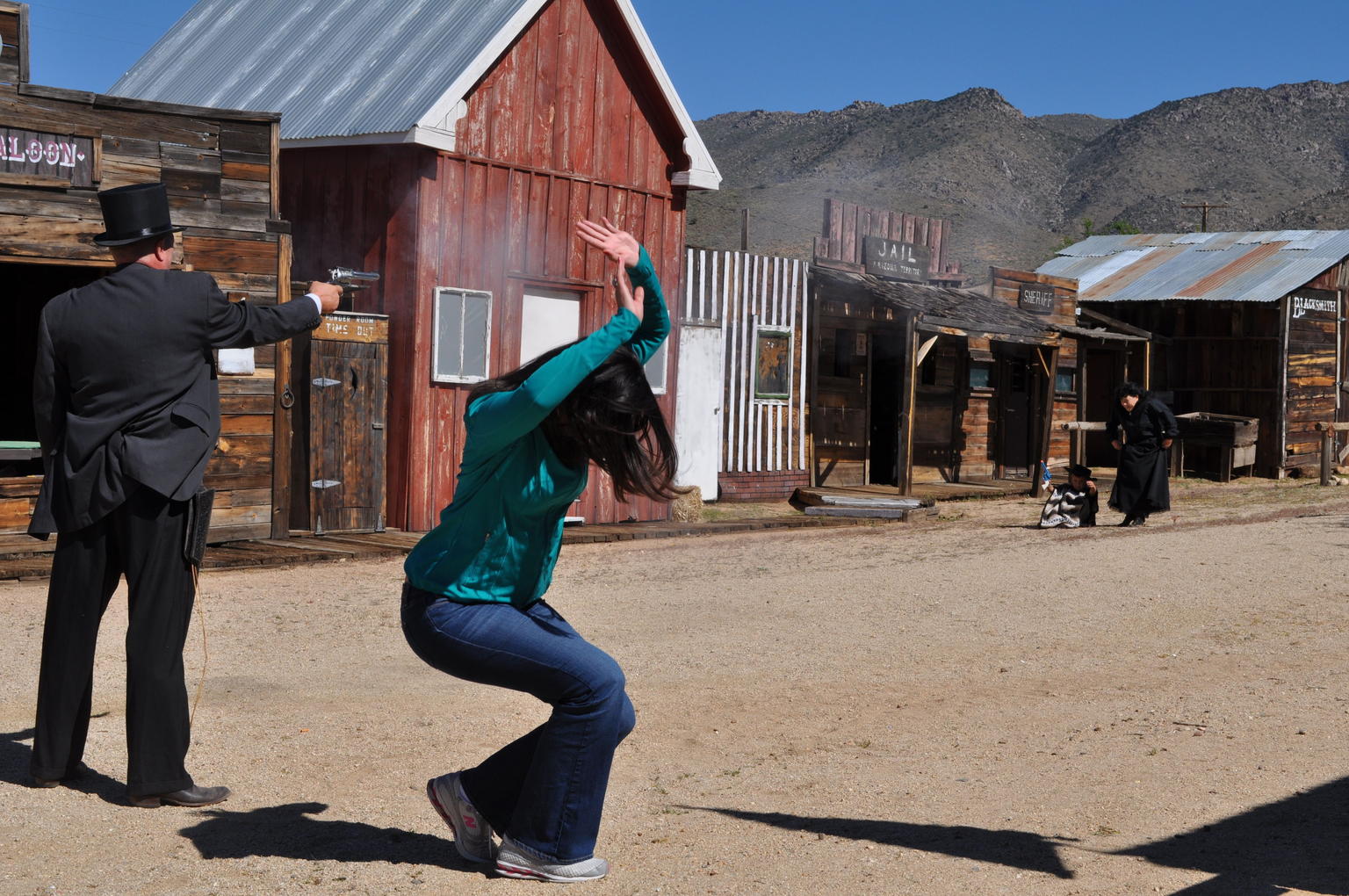 Death at high noon - audience participation in Chloride gunfight.