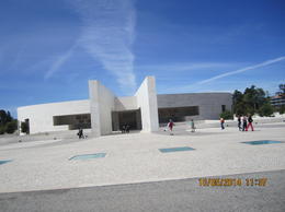 Photo of Ultra modern church at Fatima New church looking down from the old church where the 3 children are buried who had the vision of the Virgin Mary. The church is at the end of a square which replicas The Vatican. , Patsi Ann - May 2014