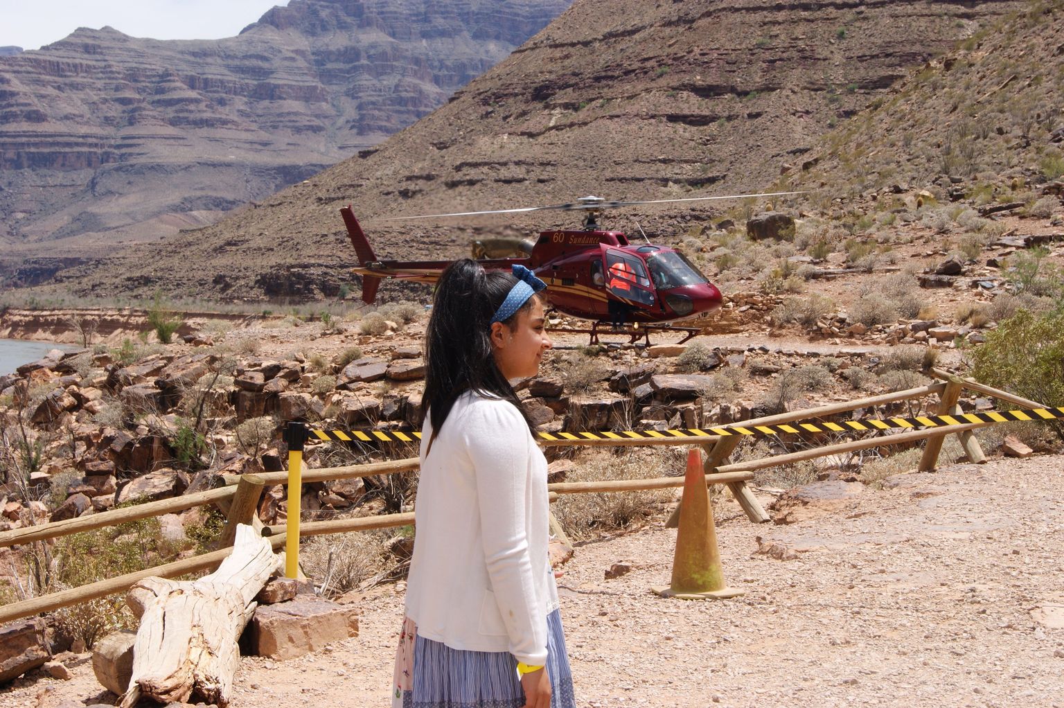 Emaan - just came off the helicopter and ready for boat trip