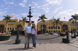 Photo of Lima City Tour - Plaza de Armas, Central Fountain with the Municipal Palace Lima City Tour - Plaza de Armas, Central Fountain with the Municipal Palace in the background with Collin and Patti. , Chefman - June 2015