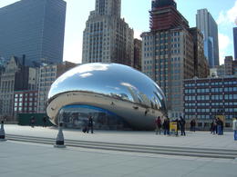 Photo of Cloud Gate sculpture The Cloud Gate sculpture, also called The Bean, in Millennium Park, part of larger Grant Park, Chicago , Leah - May 2011