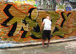 Photo of Visiting Artist With so many legal walls available, even visiting artists, like this bloke from the UK, can get themselves up and noticed in Melbourne's laneways. , ROD C - February 2011