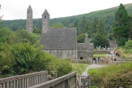 Photo of St Kevin's Monastery at Glendalough A bit of nature and history: St Kevin's Monastery, from the bridge to the two lakes - June 2011