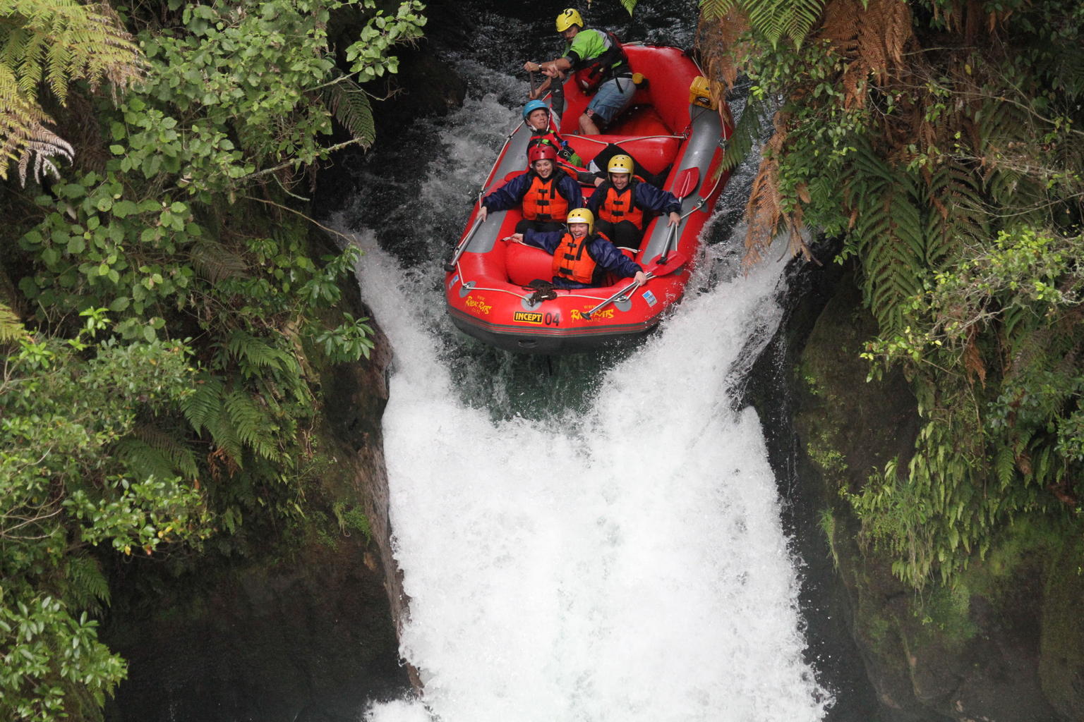 group going down rapids