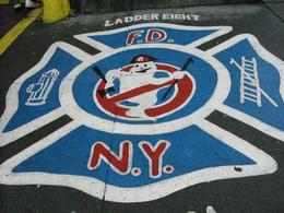 Photo of Pavement outside Firehouse used in Ghostbusters Highlight of the tour for my daughter who is a lifelong Ghostbusters fan!, Louise P - December 2009