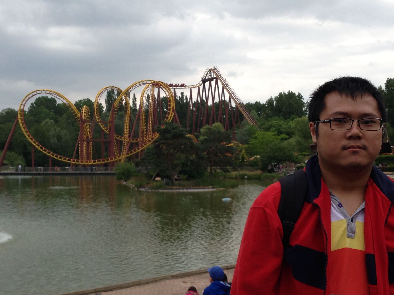 Picture with the Roller Coaster at Parc Asterix, Paris France