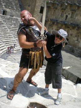 Photo of Roman Gladiator in Aspendos Roman Gladiators still make surprise visits. Dad, take the picture quickly!, Dan?el M - July 2009