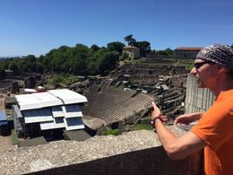 Photo of Museum of Gallo Our guide explaining the uncovering of the Roman Civiliazation outdoor theatre , Lee Ann S - July 2016